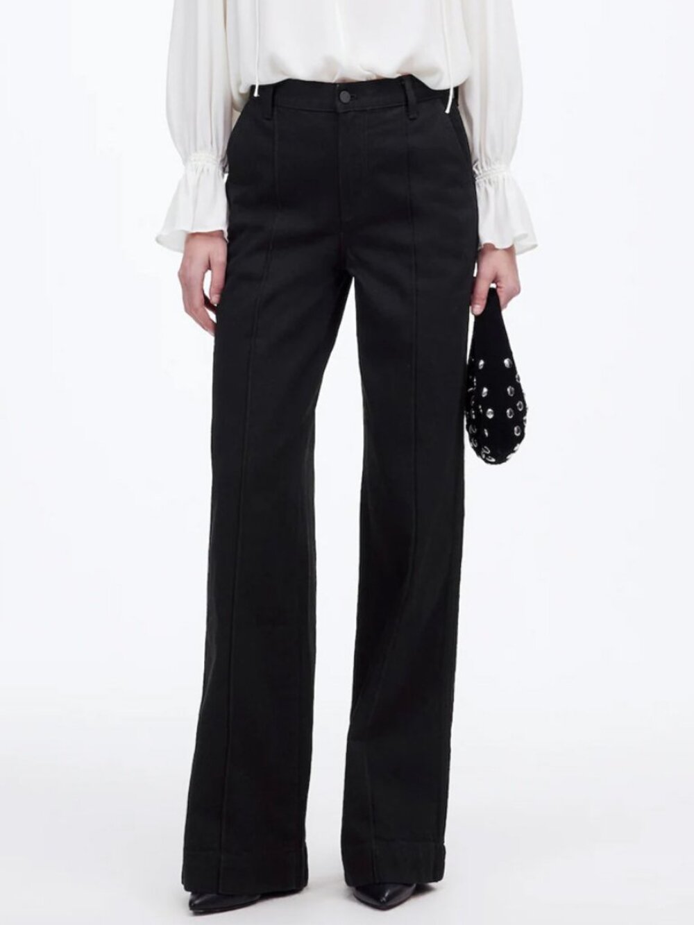 Madewell Black Superwide Leg Pintuck Jeans Size 28